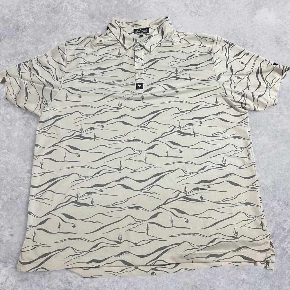 Bad Birdie White Polo Shirt Desert Frontier All Over Print Mens XL